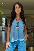 Made in Italy Benji Linen Panel Wave Vest Bahama Blue 